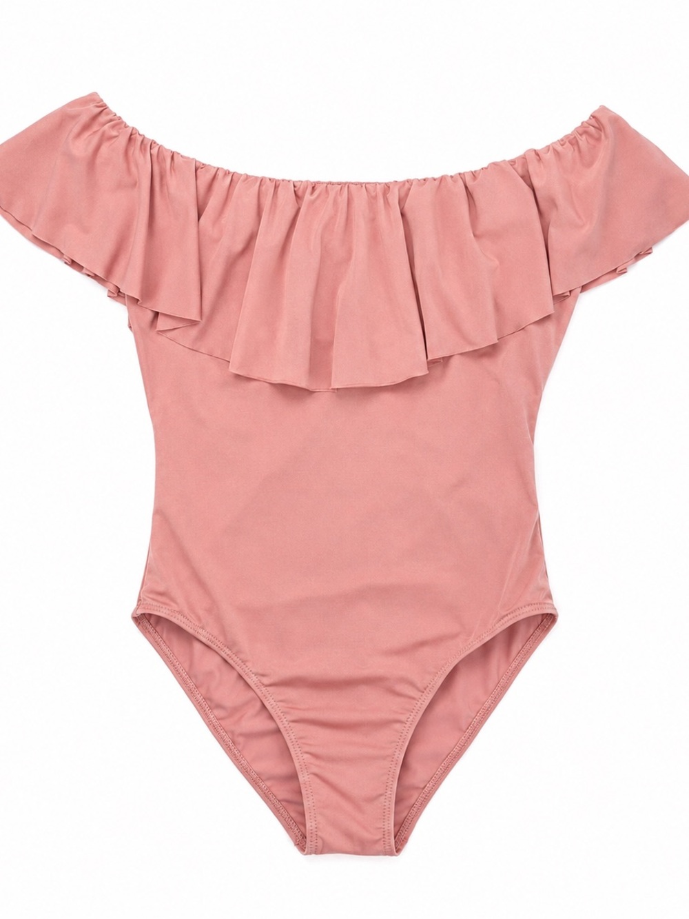 Trina Turk Pink Off-Shoulder Ruffle One-Piece| off shoulder | feminine swim |